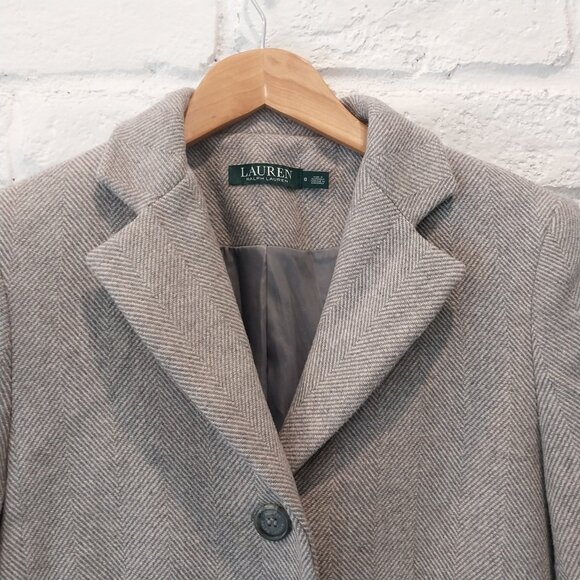 Lauren Ralph Lauren Coat Womens 6 M Gray Herringbone Tweed Wool Blend Jacket - Picture 6 of 12
